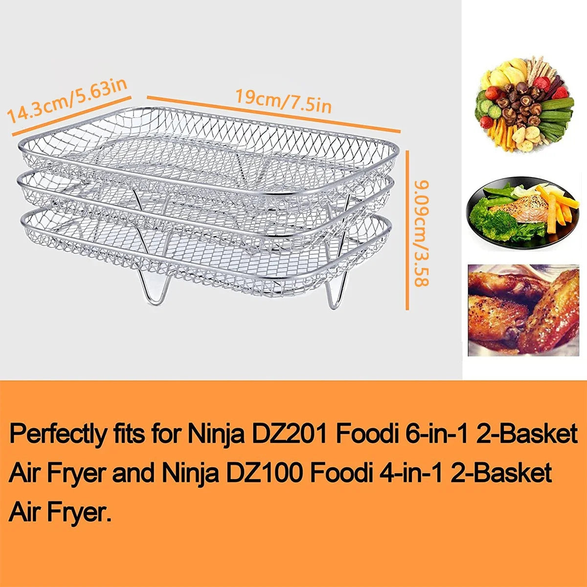 Roasting Rack Compatible with Most Air Fryer Air Fryer Accessories Stainless Steel Airfryer Rack Steamer Roasting Rack