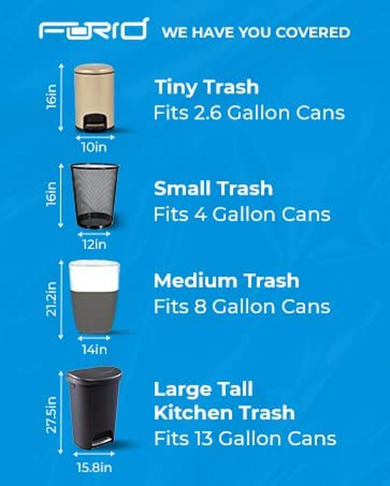 Clear 2.6 Gallon Small Trash Bags - 220 Count Durable Plastic Wastebasket Liners for Bathroom, Bedroom, and Office - 10 Liters