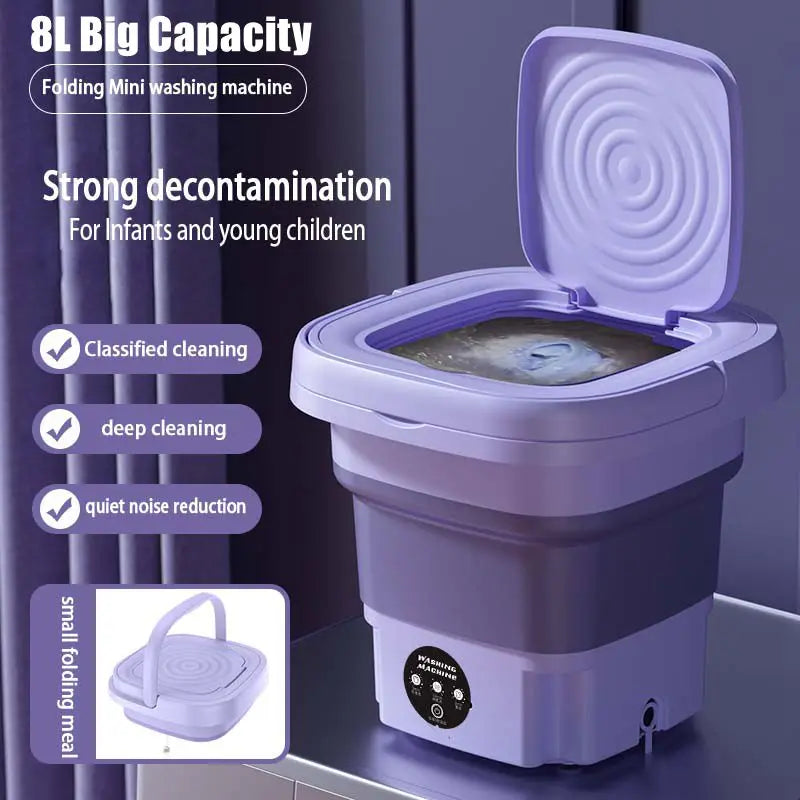8L Portable Washing Machine Socks Underwear Panties Retractable Home Foldable Mini Washing Machine 3 Models with Spinning Dry