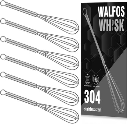 Mini Whisk Set - 6 Pieces of 5-Inch 304 Stainless Steel Whisks for Whisking, Beating Eggs, Mixing Sauces, and Blending Ingredients