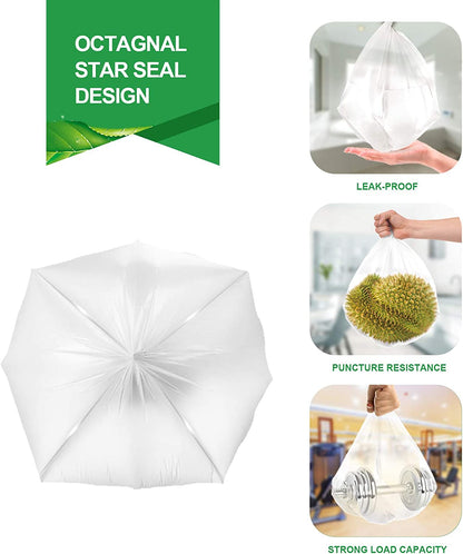 Clear 2.6 Gallon Small Trash Bags - 220 Count Durable Plastic Wastebasket Liners for Bathroom, Bedroom, and Office - 10 Liters