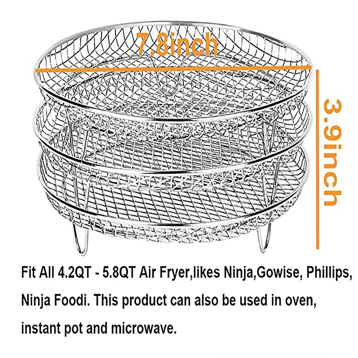 Roasting Rack Compatible with Most Air Fryer Air Fryer Accessories Stainless Steel Airfryer Rack Steamer Roasting Rack