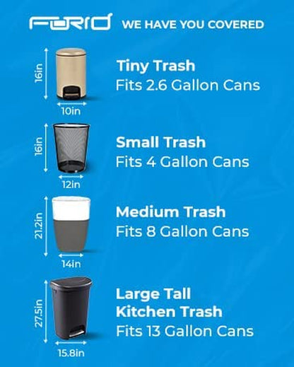 Clear 2.6 Gallon Small Trash Bags - 220 Count Durable Plastic Wastebasket Liners for Bathroom, Bedroom, and Office - 10 Liters