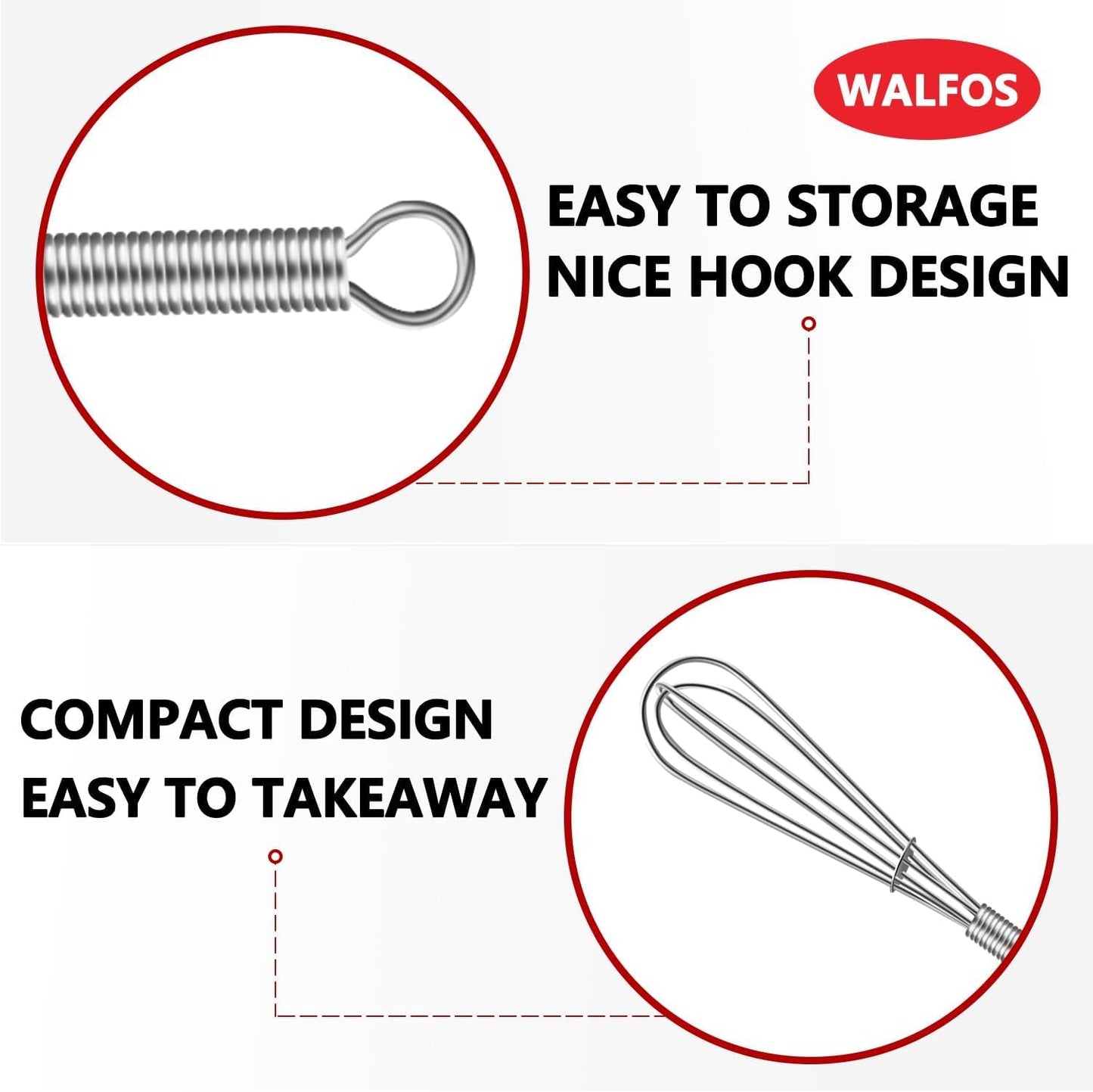 Mini Whisk Set - 6 Pieces of 5-Inch 304 Stainless Steel Whisks for Whisking, Beating Eggs, Mixing Sauces, and Blending Ingredients