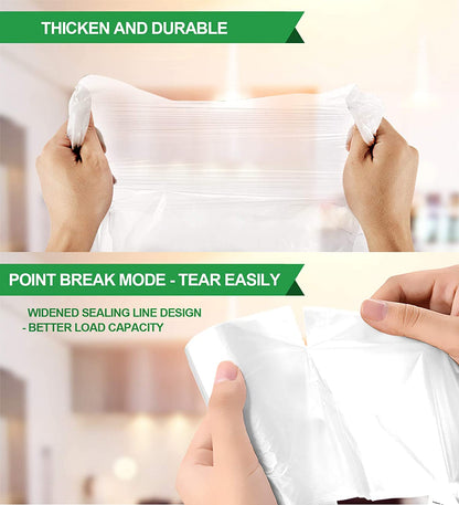 Clear 2.6 Gallon Small Trash Bags - 220 Count Durable Plastic Wastebasket Liners for Bathroom, Bedroom, and Office - 10 Liters