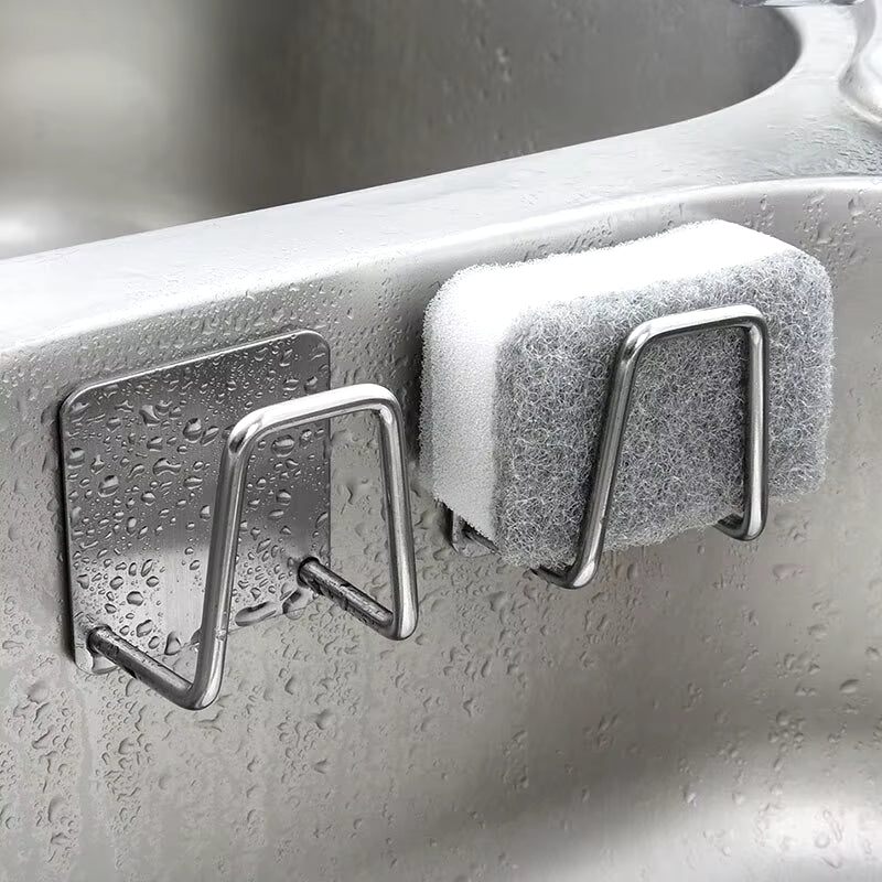 Stainless Steel Sink Sponge Rack for Efficient Drainage - Kitchen Organizer