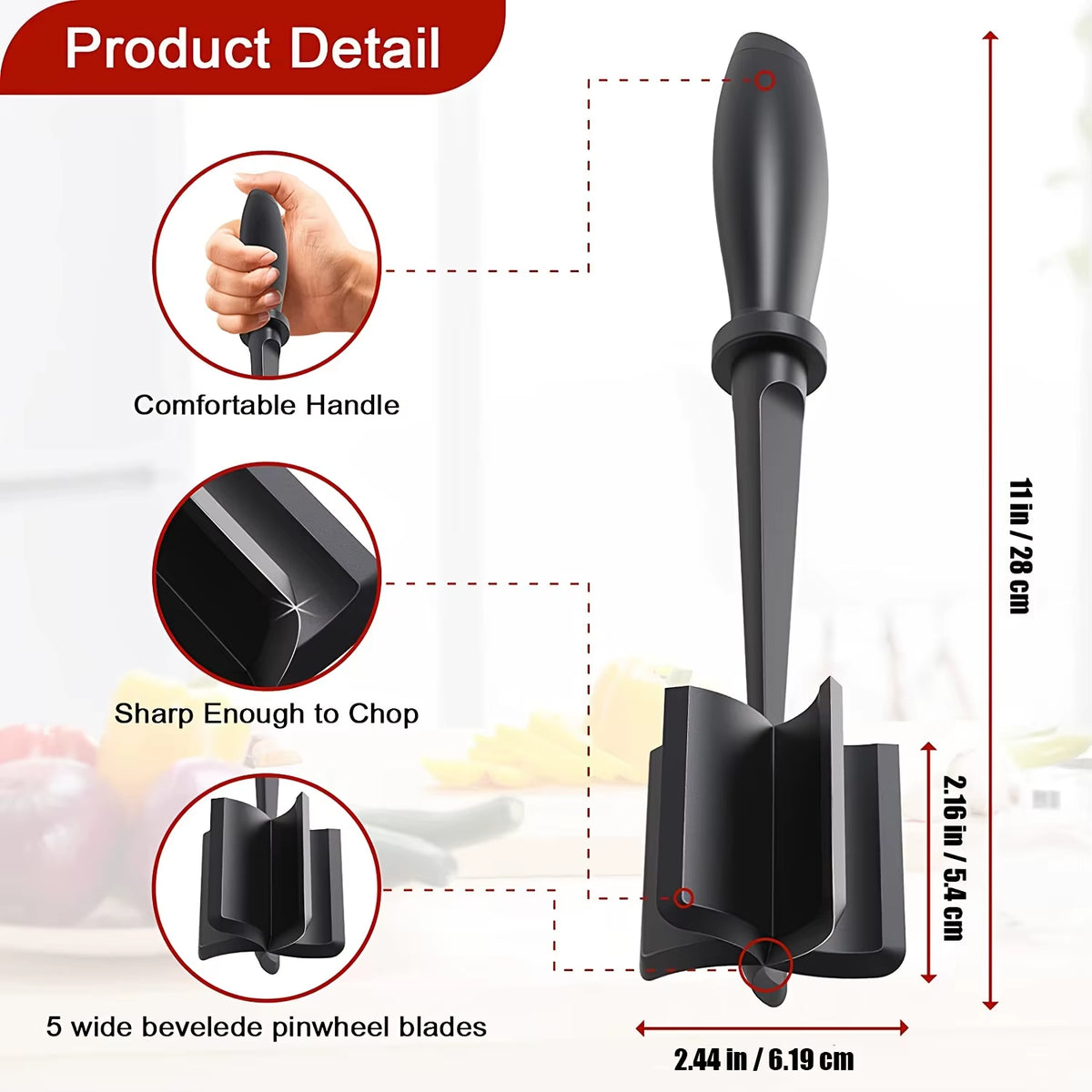 1Pc Meat Chopper, Hamburger Chopper, Premium Heat Resistant Masher and Smasher for Hamburger Meat, Ground Beef, Ground Turkey