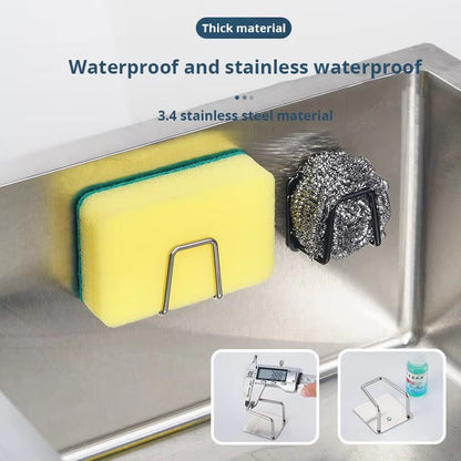 Stainless Steel Sink Sponge Rack for Efficient Drainage - Kitchen Organizer