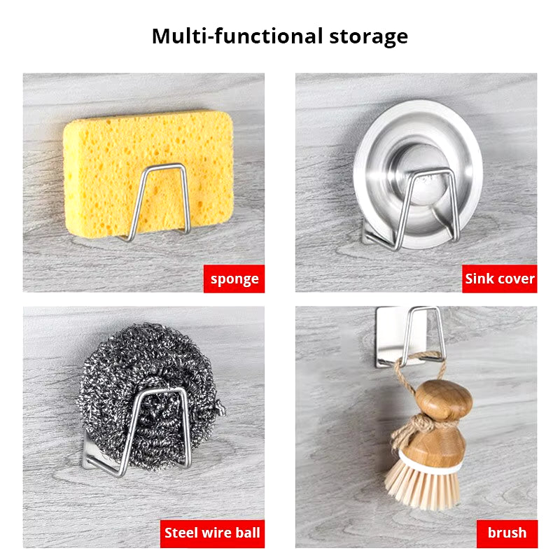 Stainless Steel Sink Sponge Rack for Efficient Drainage - Kitchen Organizer