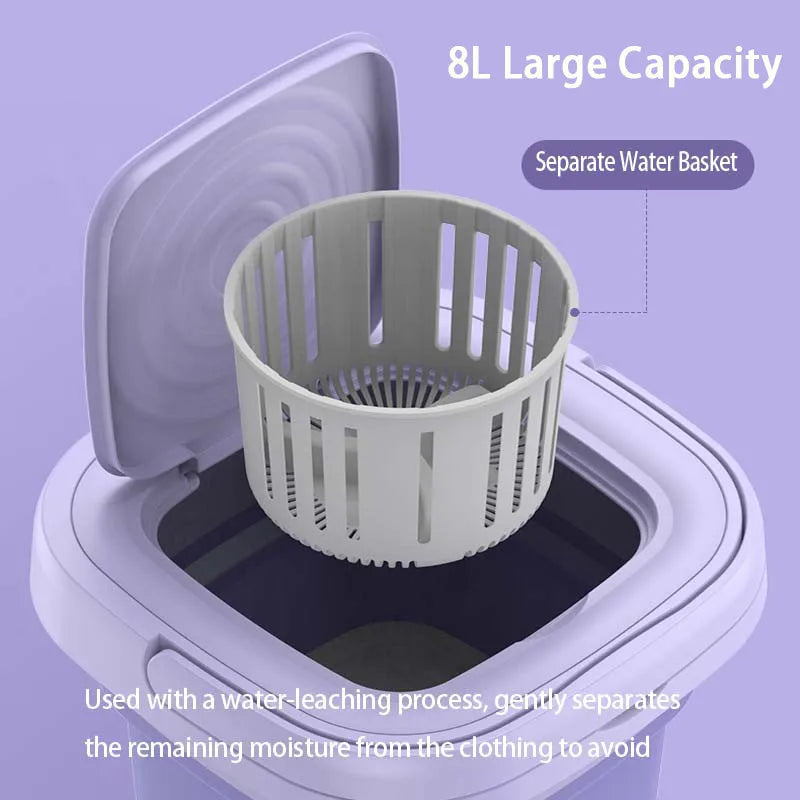 8L Portable Washing Machine Socks Underwear Panties Retractable Home Foldable Mini Washing Machine 3 Models with Spinning Dry