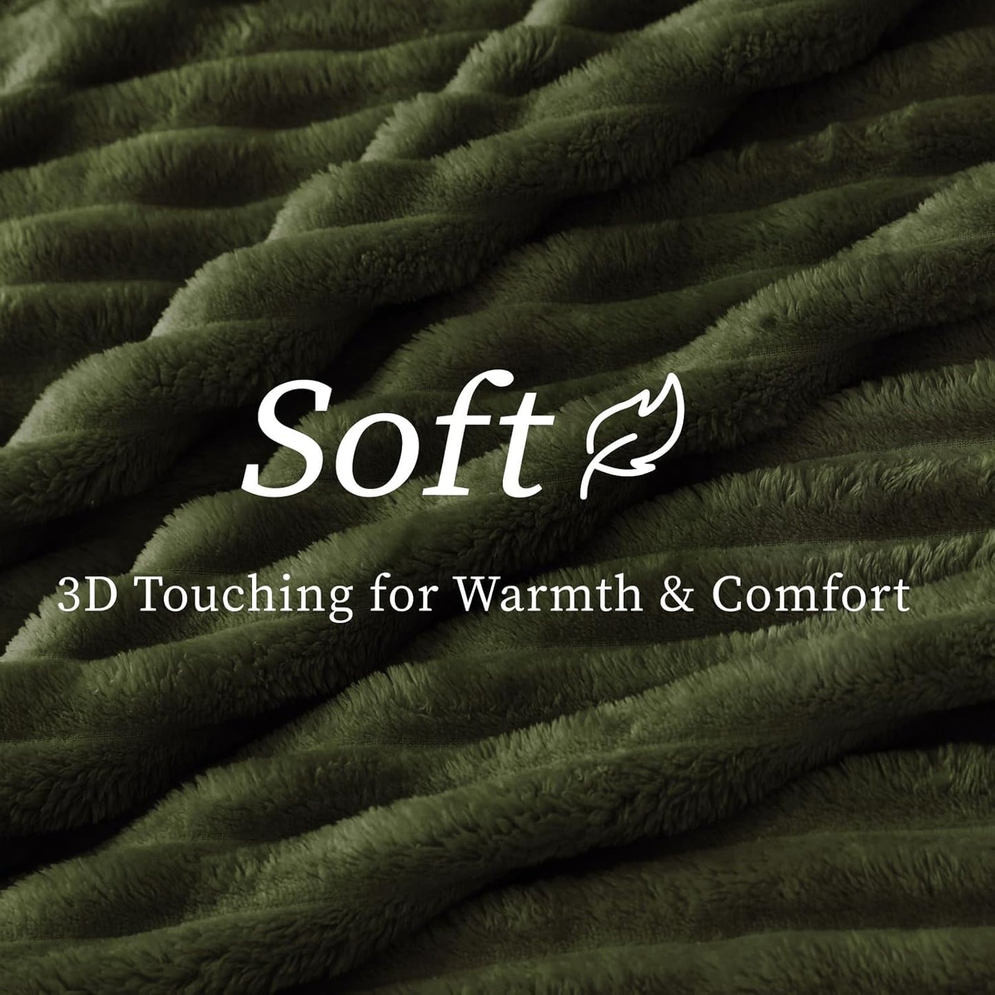 Ribbed Twin Blanket for Couch & Bed, Olive Green, 60"X80" | Ultra-Soft Plush Fleece, Cozy, Warm yet Lightweight, Ribbed Texture, Home Decor, Machine Washable, Giftable, All-Season Use